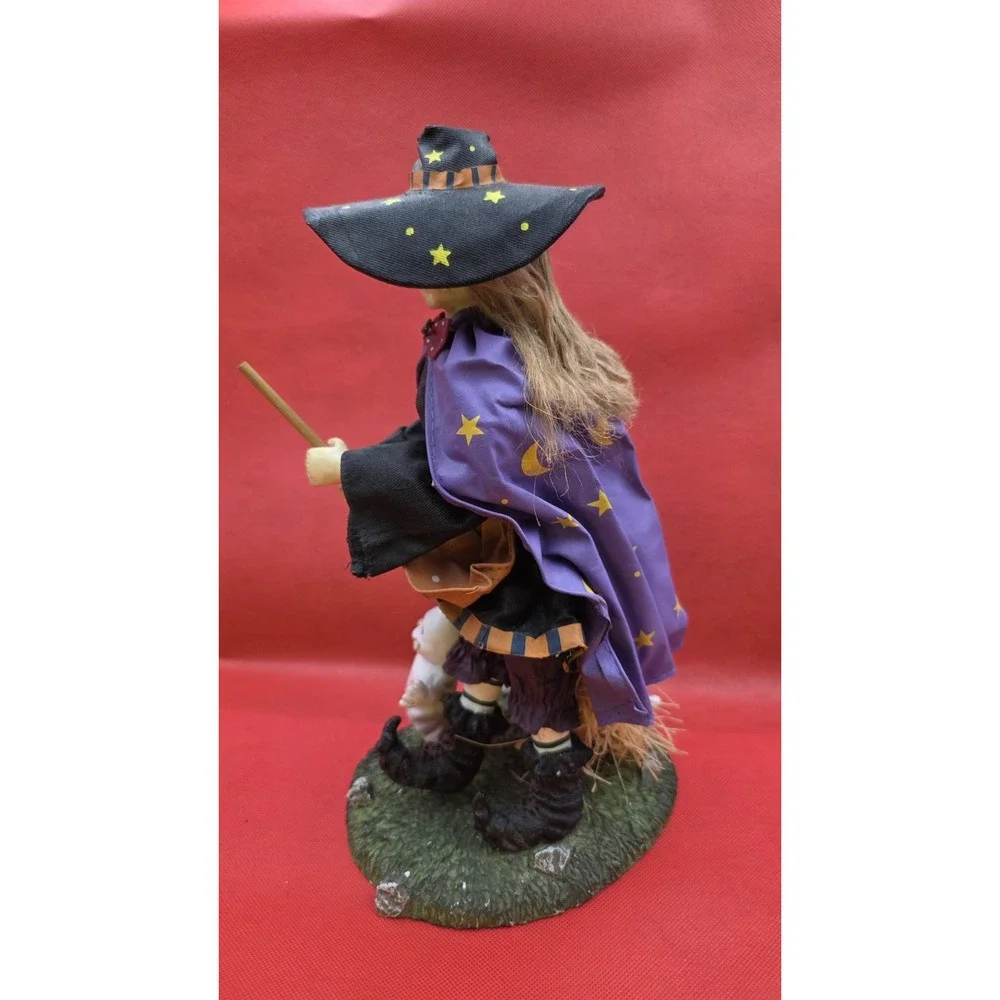 Vtg‎ Halloween Witch Ghost Pumpkin Jack-o'-lantern Figurine Resin & Paper-mâché